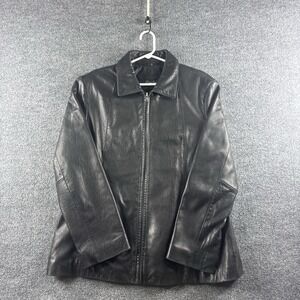 VINTAGE Excelled Leather Jacket Womens XL Black Motorcycle Biker Full Zip 90s
